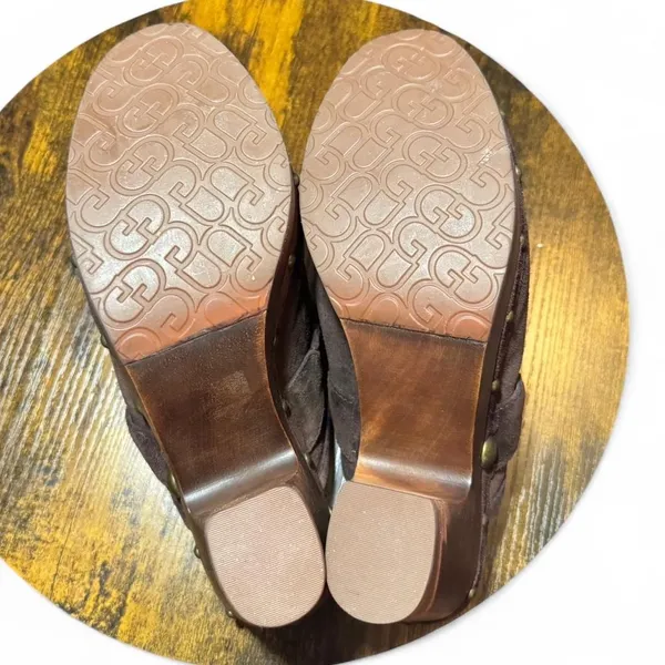 UGG Kaylee Clogs Womens Size 11 Brown Suede Wooden Heel Studded Boho Mule - Image 6