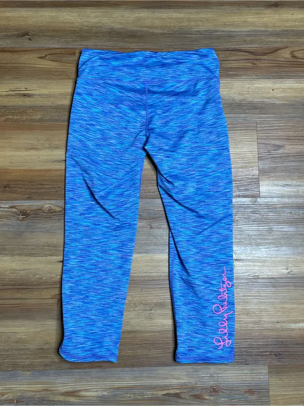 Lilly Pulitzer Luxletic Weekender UPF Crop Leggings Blue Space Dye Athletic S - Image 3