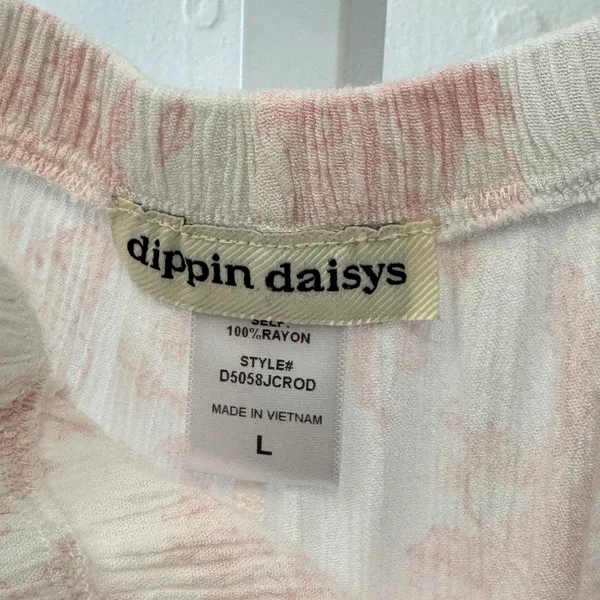 Dippin Daisys Pink White Floral Toile Wide Leg Pants Large Boho Festival - Image 7