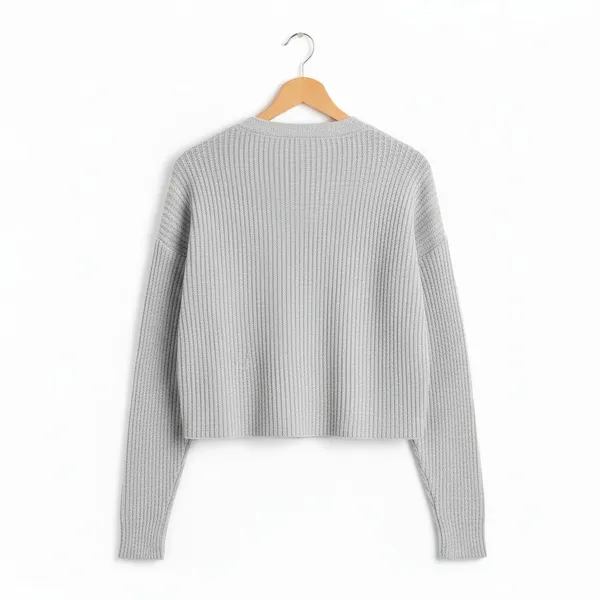 No Boundaries Womens Cardigan Sweater XL Light Grey Button Front Ribbed Casual - Image 7