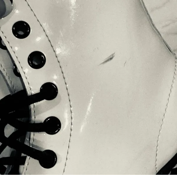 Dr Martens White Leather Combat Moto Boots Lace Up Smooth 8 Docs Smooth - Image 6