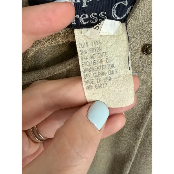 Vintage Hampton Dress Co. beige peplum work dress size 6 - Image 5