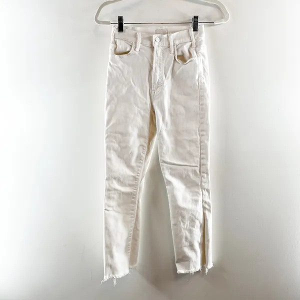 Mother The Hustler High Waisted Ankle Fray Jeans Fairest Of Them All White 24 - Image 2