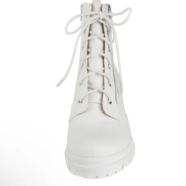 NWT Soda‎ White Faux Leather Chunky Heel Ankle Booties Sz 7.5 - Image 3