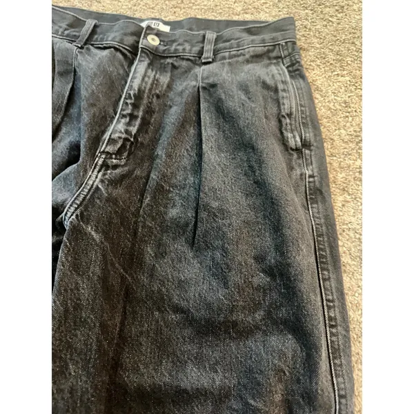 Uniqlo U Pleated Wide-Leg Jeans Black High Rise Denim 221-471631 Size 29 - Image 3