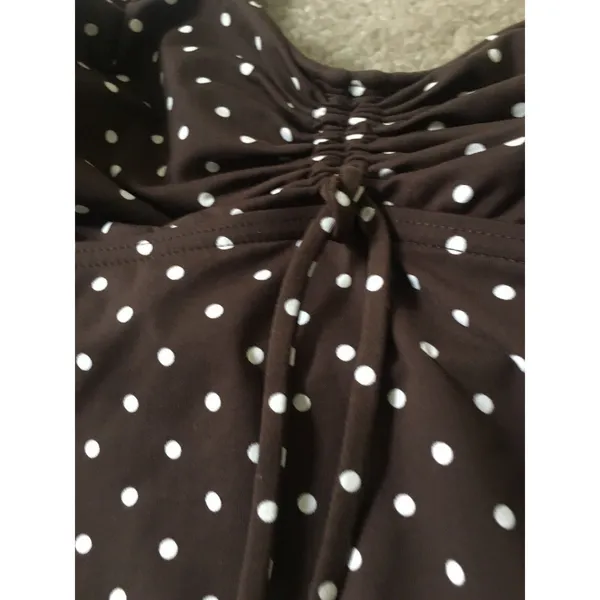 Lands End Women's Polka Dot Swim Top Halter Size 10D Brown White Swim Wear - Image 2