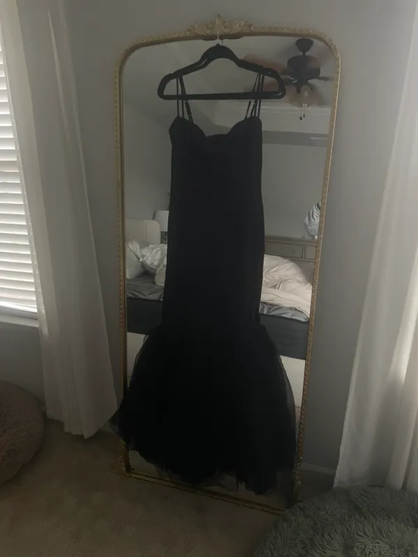 Oh Polly Black Trumpet Tulle Dress - Image 6