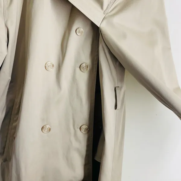 FoxRun by Lucien Padawer Vintage Trench Coat Beige Khaki Long Double Breasted 12 - Image 6