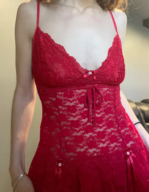 In Bloom red lace lingerie dress - Image 3