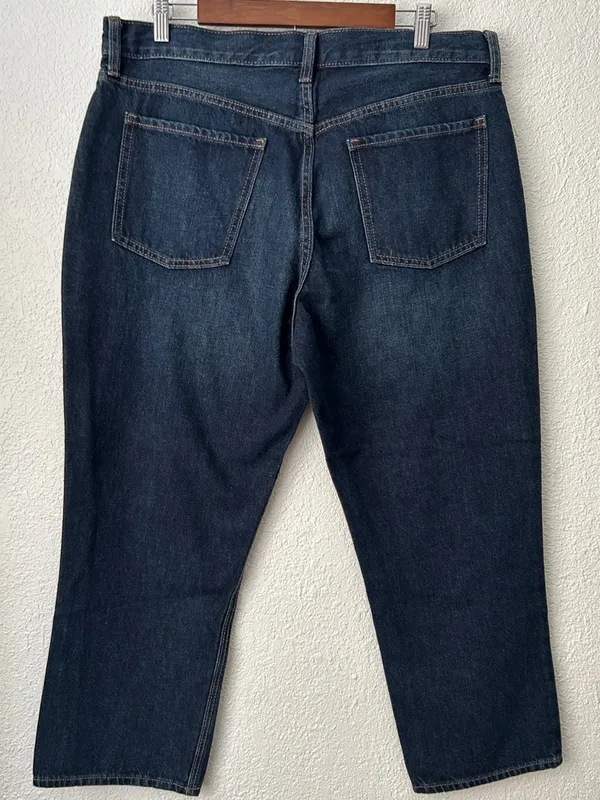 Old Navy Size 14 High-Rise Slouchy Straight Leg Denim Jeans Button Fly Closure - Image 2