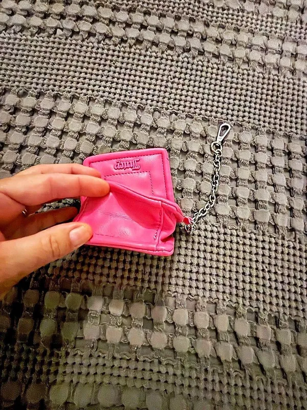 Juicy Couture pink keychain purse #juicy #keychainss Has small blue mark, shown in photo. - Image 6