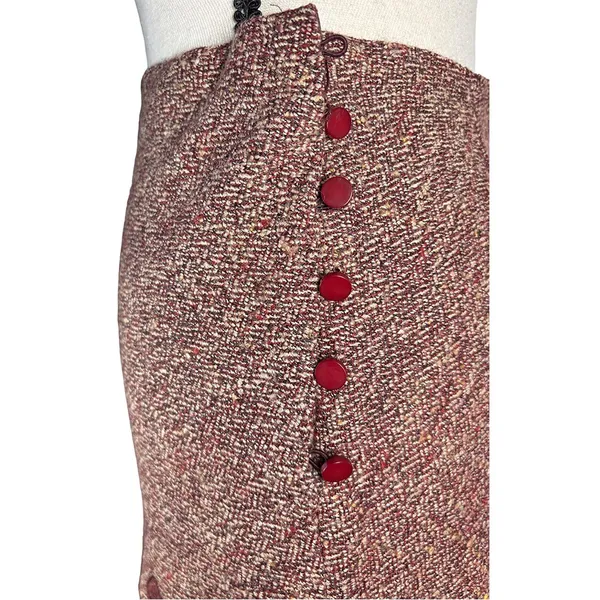 Vintage Express Burgundy Tweed Floral Appliqué Skirt | Y2K | Size 1/2 - Image 11