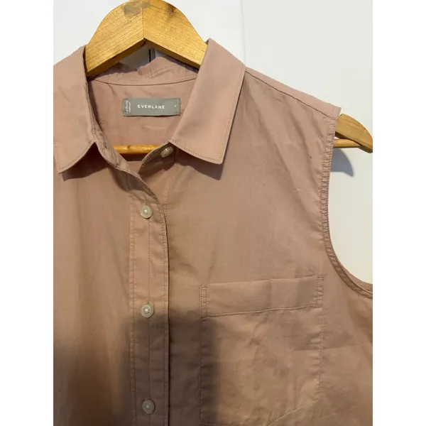 Everlane Womens Sleeveless Button Down Cotton Poplin Shirt Dusty Rose Size 6 - Image 8
