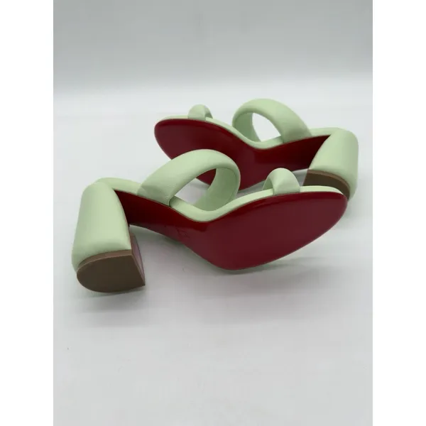 Christian Louboutin Inflama Sab 85 Leather Heels Sandals 38.5 Studio Green $945 - Image 7