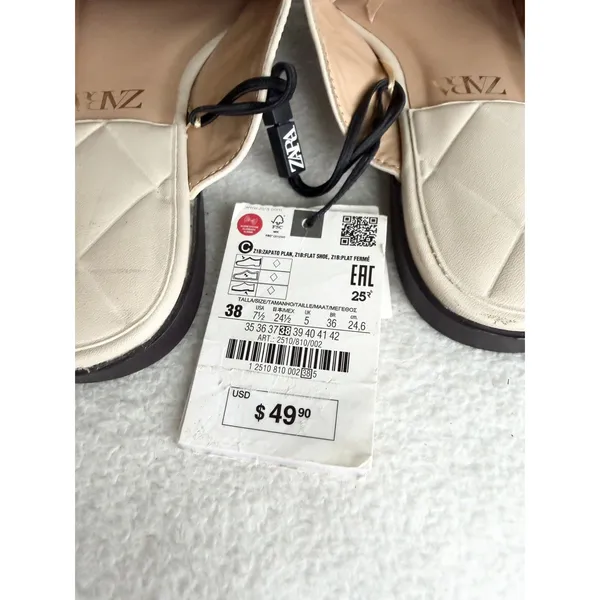 ZARA Women’s Slides Mules Slip Ons Loafers Open Back Sz 38 7.5 Tan shoes - Image 7