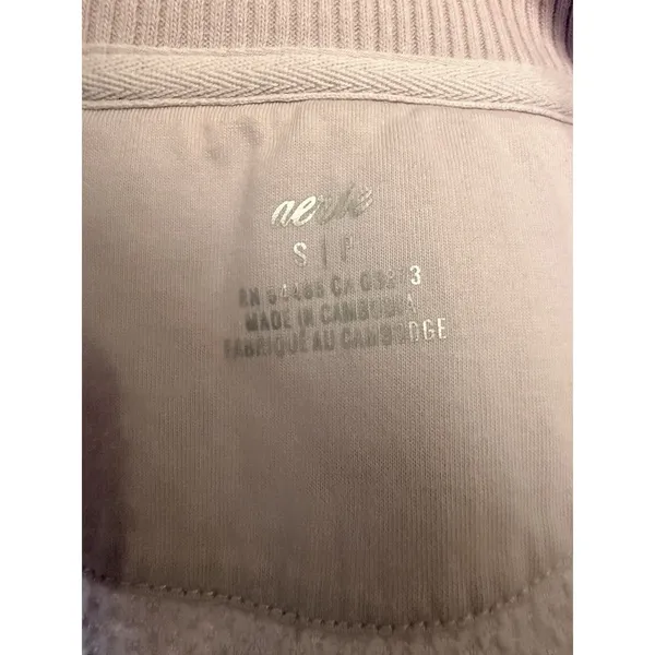 Aerie Dream Sherpa Quarter Zip Pullover Sweatshirt Womens Sz Small Lavender - Image 4