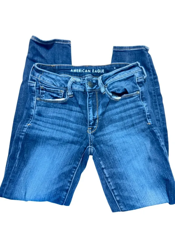 American Eagle Skinny Jeans Next Level Stretch Blue Denim Size 6 Short - Image 2