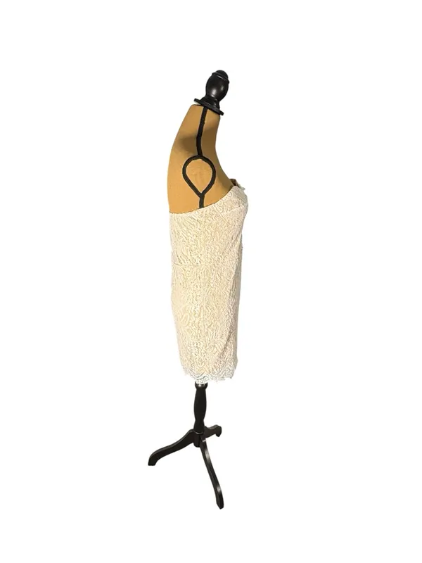 Superdown Kendall Lace Mini Dress L White Cream Strapless Eyelash Lace Bodycon - Image 2