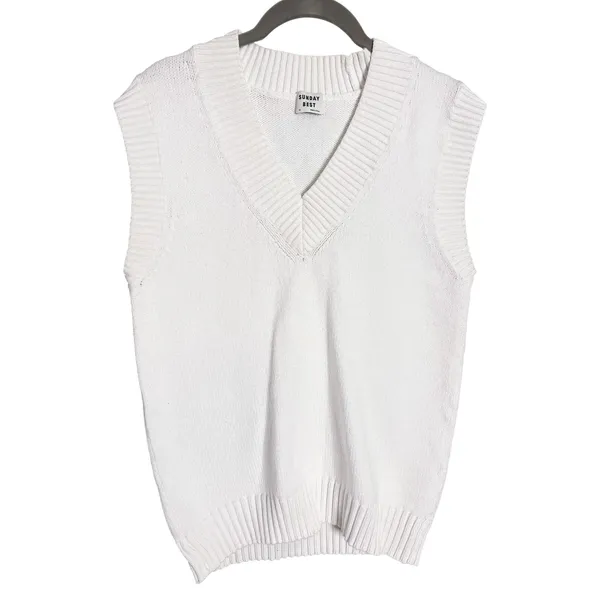 Aritzia‎ Sunday Best Wyatt White Sweater Vest Size XS Cotton Blend - Image 2