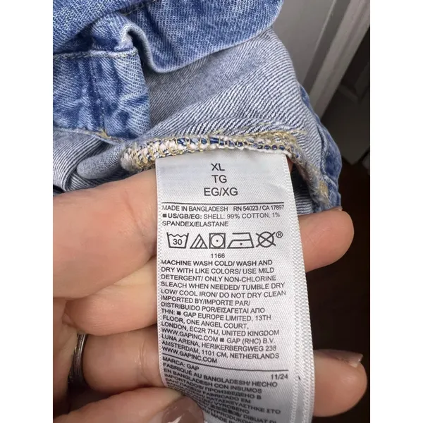 Women's GAP Blue Denim Short Sleeve Mini Dress XL Western Rodeo Prep - Image 4