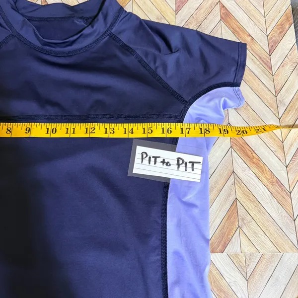 Patagonia‎ Micro Swell Rashguard Short Sleeve Navy Lilac UPF Sun Protection Lg - Image 10