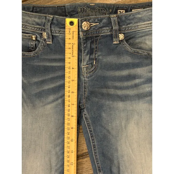Miss‎ Me Signature Bootcut Jeans Medium Wash Bling Flap Size 26x28 Short Y2K - Image 7