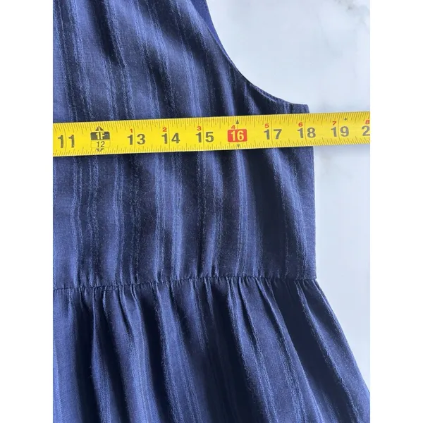 GLAM Navy Blue Tiered Mock Neck Mini Dress Sleeveless Ruffle Babydoll Size M - Image 4