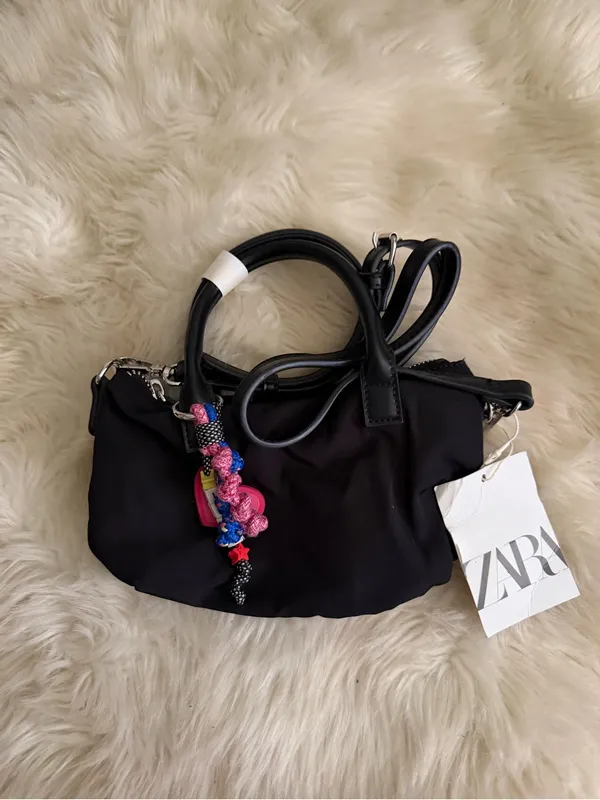 ZARA Black Mini Crossbody Bag with Colorful Charm - Image 2