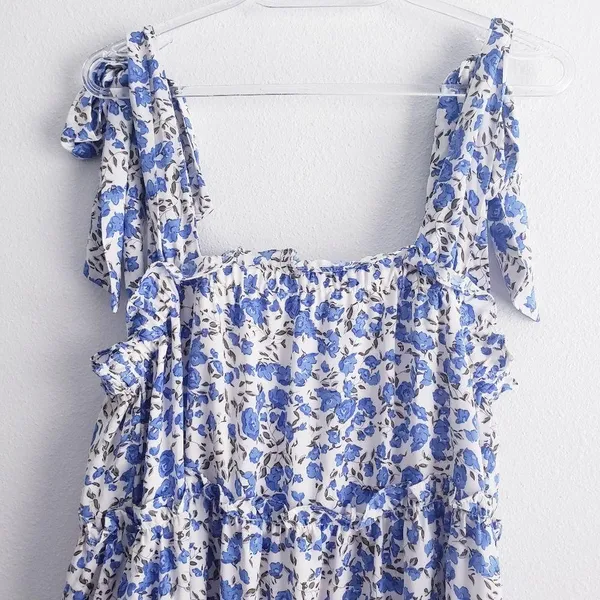 Floral Mini Lined Ruffle Beach Dress - Image 3
