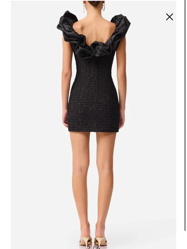 Elliatt Paloma Satin Ruffle & Floral Jacquard Cocktail Minidress Medium - Image 5