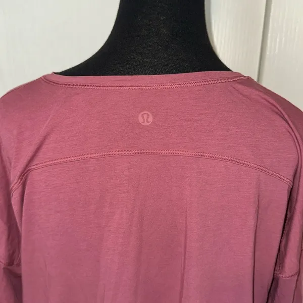 Pink Lululemon Asymetrical Tie Front Long Sleeve Blouse - Image 2