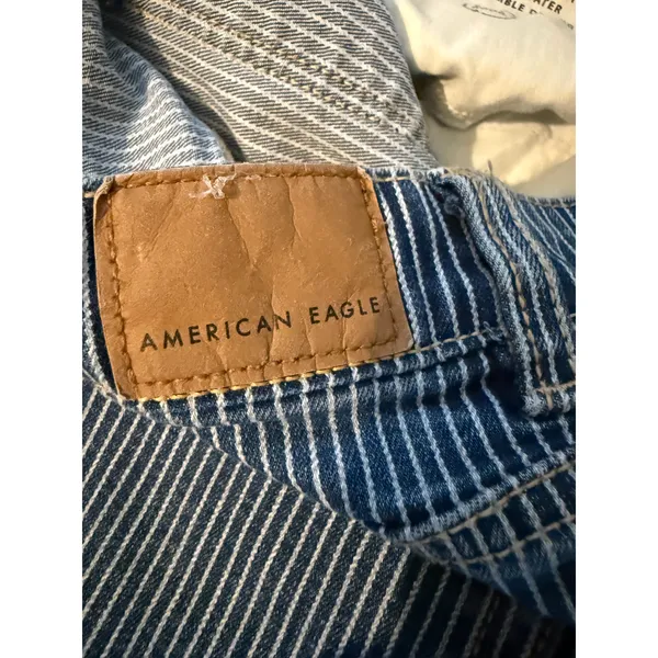 American Eagle Jeans Womens Size 10 Baggy Straight High Rise Pinstripe 32x28 - Image 6