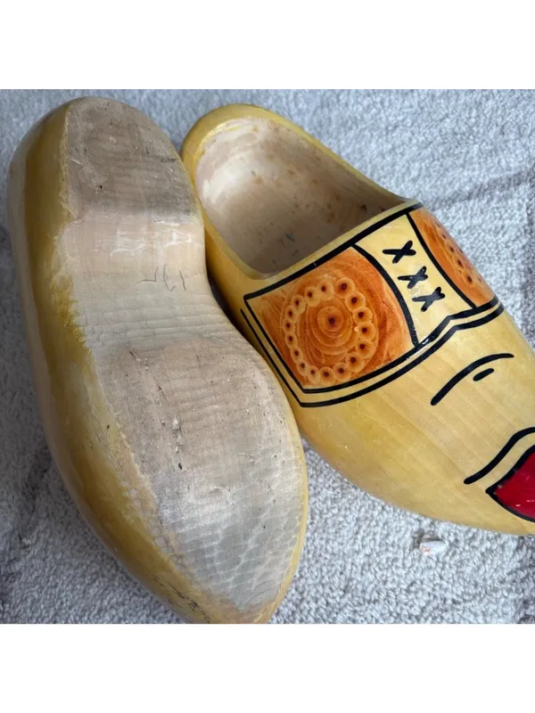 Vintage Hand Painted Dutch Wooden Clogs Pair Authentic Holland Souvenir Folk Art - Image 5