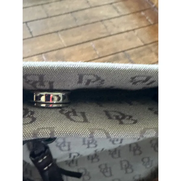 Dooney & Bourke Monogram Canvas Tote Bag Brown Leather‎ Trim Tassel Accent - Image 10