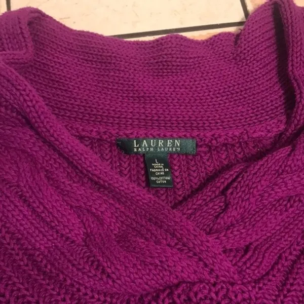 Lauren Ralph Lauren Chunky Knit Oversized‎ V-neck Sweater size large ladies - Image 10
