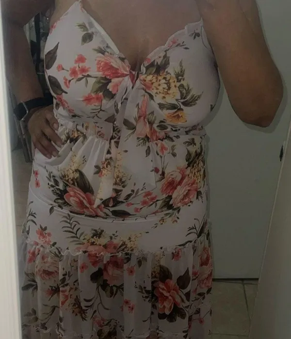 Gorgeous Soft Pink Orange Green Floral Maxi Dress Medium - Image 7