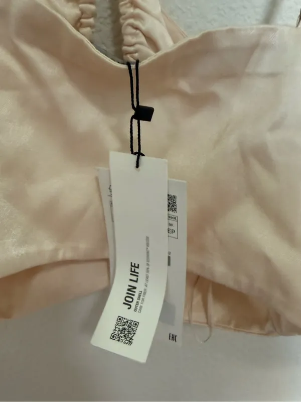 ZARA Blush Pink Satin Strappy Cut-Out Crop Top Size XS NEW - Image 8