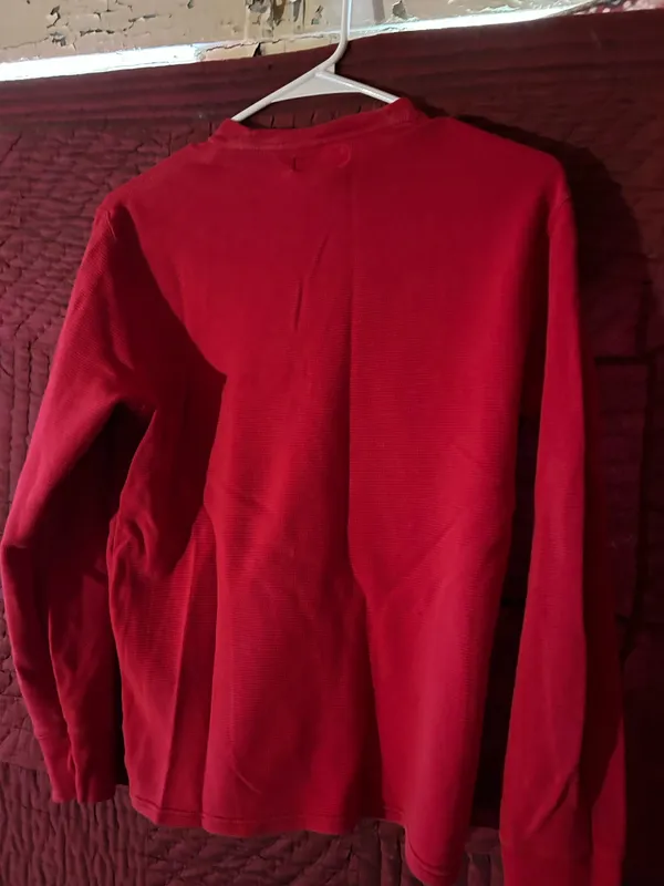Red Thermal Polo Ralph Lauren Waffle Long Sleeve Shirt - Image 3