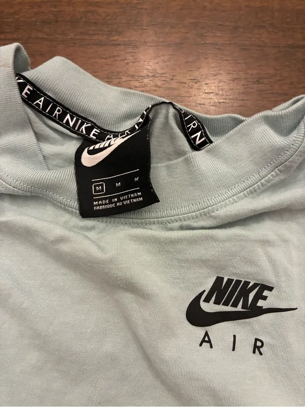 Nike Air T-Shirt Women’s Medium Long Sleeve Top Blue Gray Paint Spots - Image 4