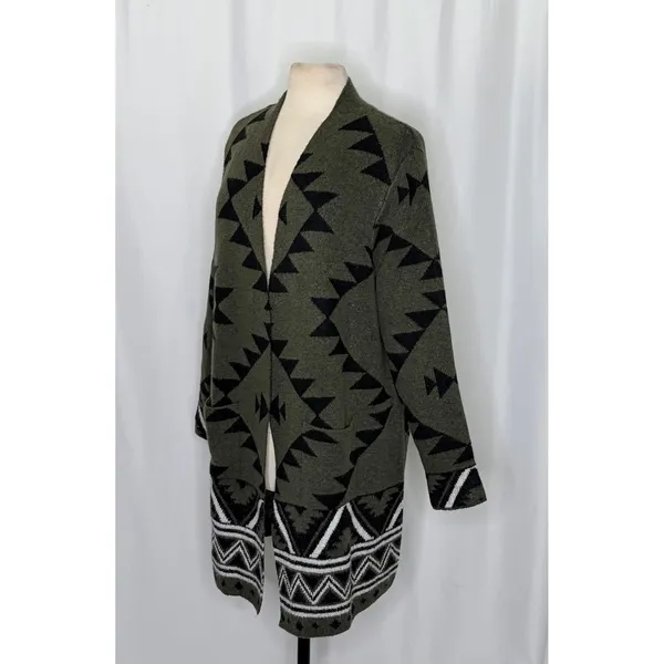 NWT!! FRYE Patterned Cozy Cardigan Sweater Burnt Olive Combo Green X-Large - Image 7
