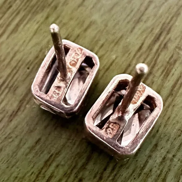 Sterling Silver & CZ Stud Earrings Silver - Image 6