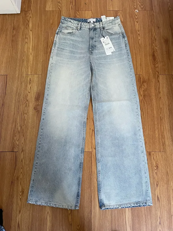 Zara high waisted super wide light blue jeans nwt - Image 3