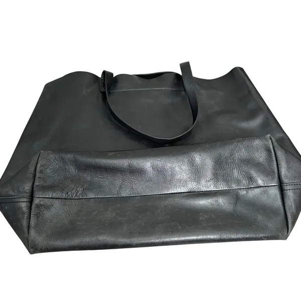 Madewell Classic The Transport Tote Black Leather Open Top Minimalist - Image 6