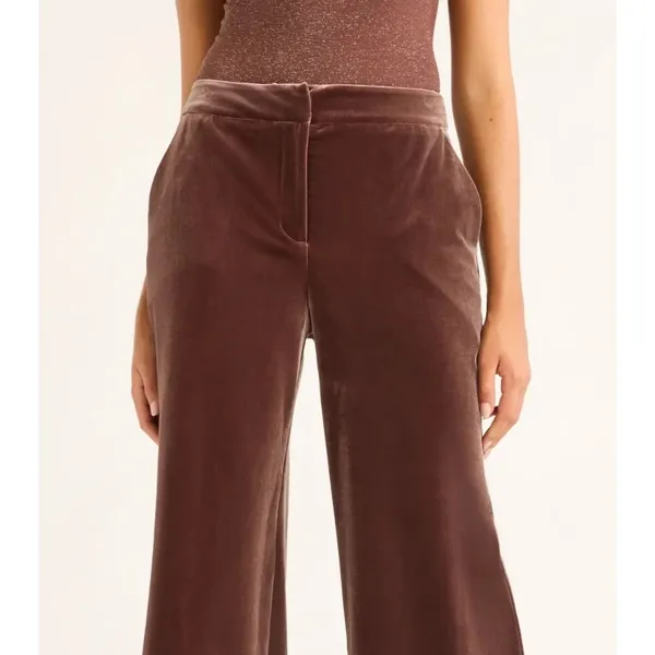 Sofia Jeans Womens Pants Size 10 Brown Velvet Wide Leg High Rise Trousers Zip - Image 4