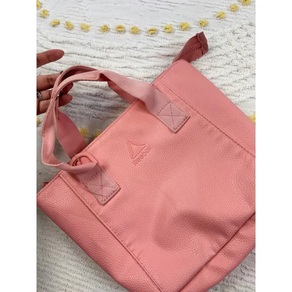 Reebok‎ Mini Tote Bag Purse Salmon Pink Faux Leather Small Handbag - Image 2