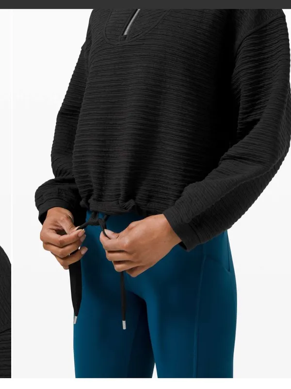 Lululemon textured 1/2 zip‎ pullover black XS/S - Image 11