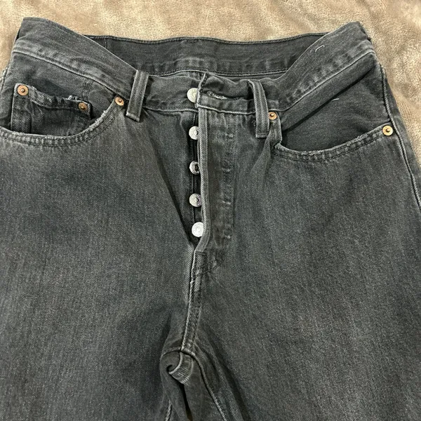 Levi’s 501 black raw hem jeans button fly 27/30 - Image 2