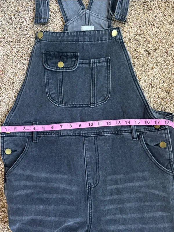 Large Black Denim Overalls Size 10 - Image 9