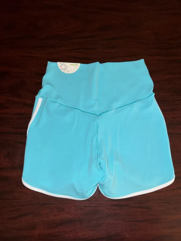 NWT Offline by Aerie Light Blue Hi-Rise Shortie Shorts Size Medium - Image 2