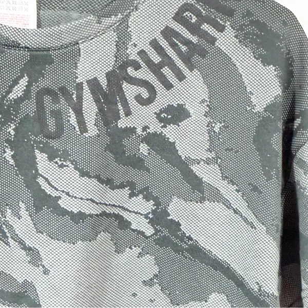 Gymshark Mesh Camouflage Black Grey Crop Workout Top‎ Athletic Size Small - Image 2